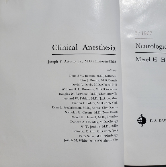 Clinical Anesthesia Neurologic Considerations Merel H. Harmel, MD 1968 F.A.Davis - Picture 2 of 9